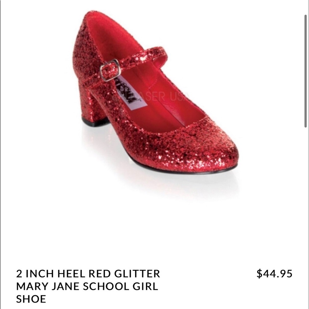Yandy Red Glitter Mary Jane Heels